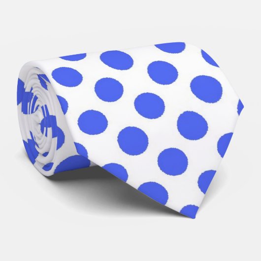 cravate blanche pois bleue (Roulé)
