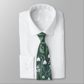 Cravate Blancs De Neige Fleurs Sur Vert (Attaché)