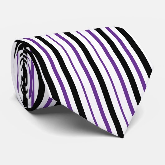 Cravate Blancs noirs violets (Roulé)