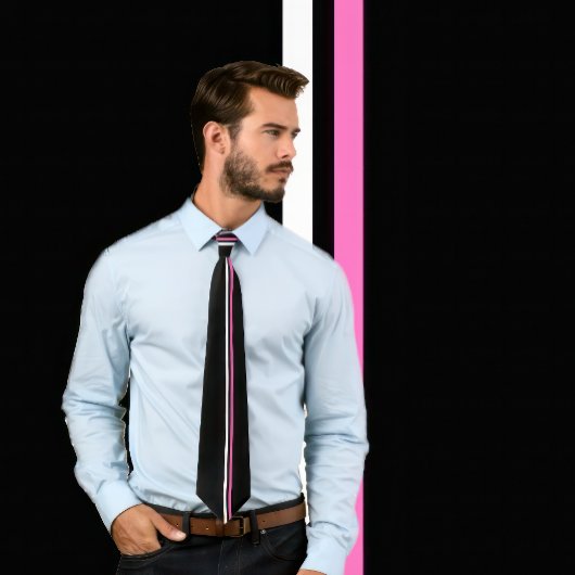 Cravate Blancs verticaux, Grilles roses chaudes sur cravat