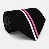 Cravate Blancs verticaux, Grilles roses chaudes sur cravat (Roulé)