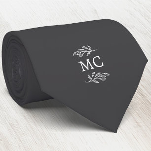 Cravate Blason d'initiales de monogramme Feuille botanique