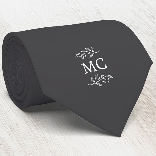 Cravate Blason d'initiales de monogramme Feuille botanique