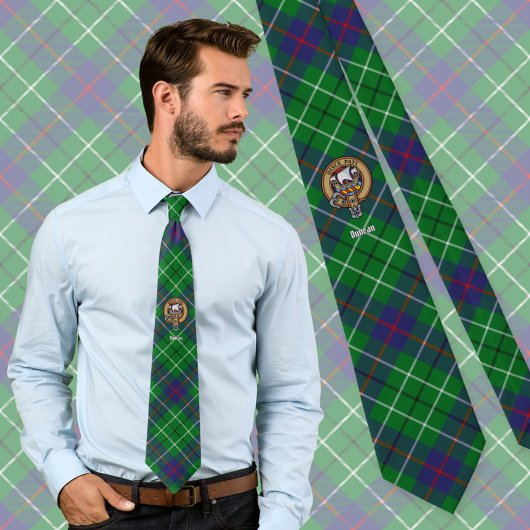 Cravate Blason du clan Duncan sur tartan