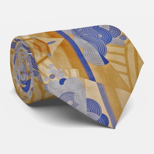 Cravate Blé/conception bleue d'art déco des années 1920 (Roulé)