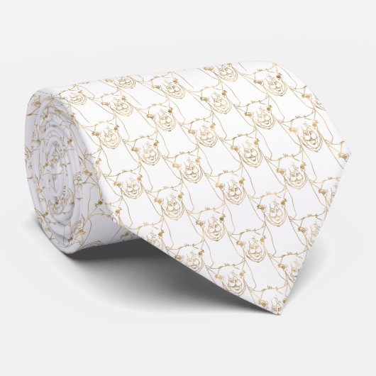 Cravate Blessures d'or mûre Llama Animal Blanc Motif (Roulé)