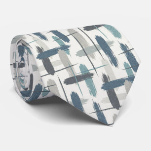 Cravate Bleu Ardoise Faux Soie Style Designer Abstrait