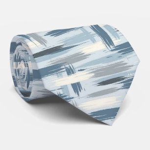 Cravate Bleu Ardoise Faux Soie Style Designer Abstrait