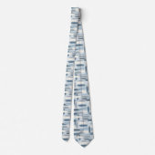 Cravate Bleu Ardoise Faux Soie | Style Designer Abstrait (Dos)