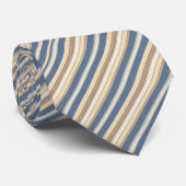 Cravate Bleu ardoise or crème rayé (Roulé)