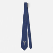 Cravate bleu argenté Médicale Caduceus (Devant)