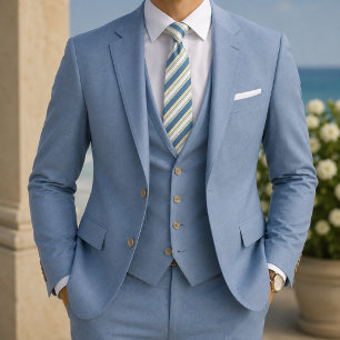 Cravate Bleu Beige Rayé Classique Prépa
