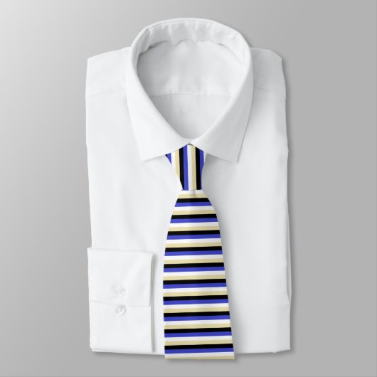 Cravate Bleu, blanc, beige et noir (Attaché)