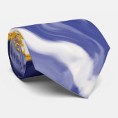 Cravate Bleu, blanc et or Flacons Marbre comme (Roulé)