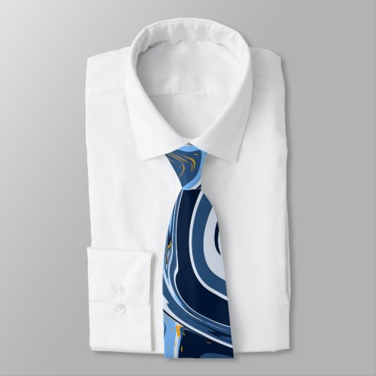 Cravate Bleu, blanc et or Flacons Marbre comme (Attaché)
