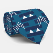 Cravate Bleu blanc moderne Motif géométrique (Roulé)