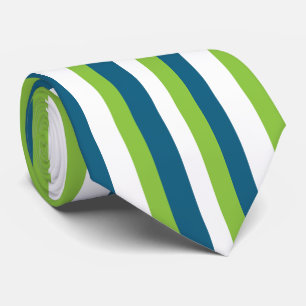 Cravate Bleu Blanc Vert Frappes Verticales