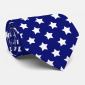 Cravate Bleu Blancs Etoiles Motif (Roulé)