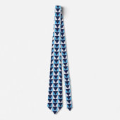 Cravate Bleu Bleu Marine Blanc Triangle Géométrique  (Devant)