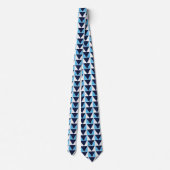Cravate Bleu Bleu Marine Blanc Triangle Géométrique  (Dos)