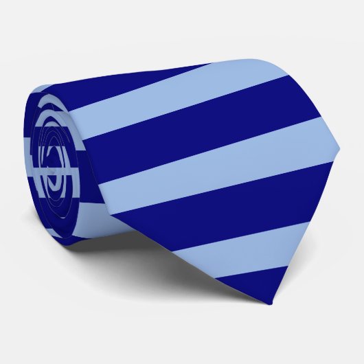 Cravate Bleu bleu marine et bleu clair Rayures horizontale (Roulé)