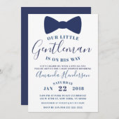 Cravate Bleu Bow Baby shower Gentleman Invitation (Devant / Derrière)