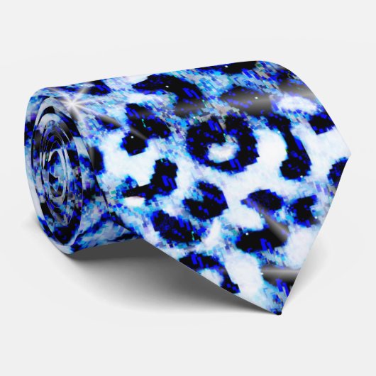 Cravate bleu Cheetah Sparkles (Roulé)
