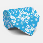 Cravate Bleu clair et blanc Noël Fair Isle d'hiver (Roulé)
