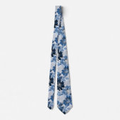 Cravate Bleu clair, fleurs bleu foncé sur gris clair (Dos)
