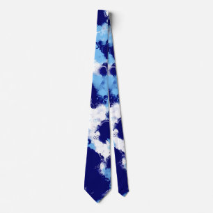 Cravate Bleu clair, marine et blanc Abstrait