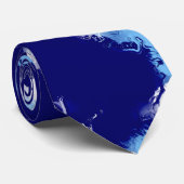 Cravate Bleu clair, marine et blanc Abstrait (Roulé)