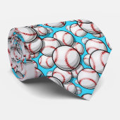 Cravate Bleu cool blanc Amateurs de baseball (Roulé)