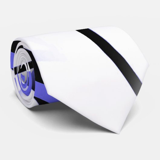 Cravate Bleu croisé et noir rayures sur blanc (Roulé)