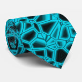 Cravate Bleu Cyan Noir Gothique (Roulé)