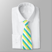 Cravate Bleu d'Aqua, jaune citron et blanc (Attaché)
