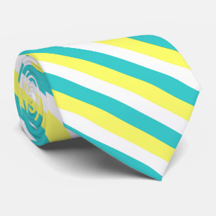 Cravate Bleu d'Aqua, jaune citron et blanc