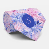 Cravate Bleu de Barbeau et Floral Mauve (Roulé)