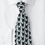 Cravate bleu de Bulldog<br><div class="desc">Un amusant petit motif français ou taureau noir sur un arrière - plan bleu oeuf de canard. Idéal pour tous les amoureux de les chiens,  gardiens de chiens,  marcheurs de chiens et vétérinaires. Art original de Nic Squirrell.</div>