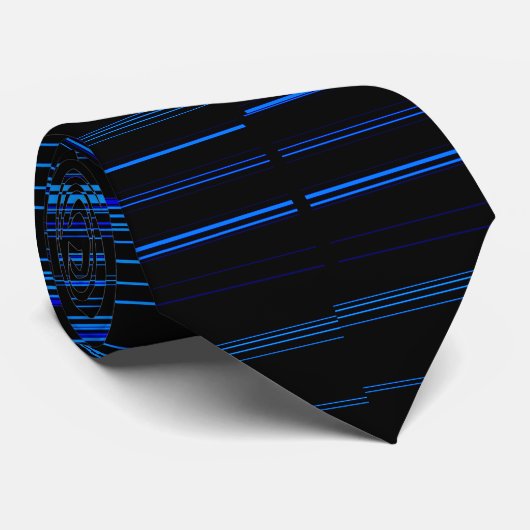 Cravate Bleu de minuit Unique Grille Moderne - FuN Cool (Roulé)