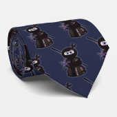 Cravate Bleu d'échecs de Ninja (Roulé)