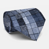 Cravate Bleu, denim, tartan, plaid. (Roulé)
