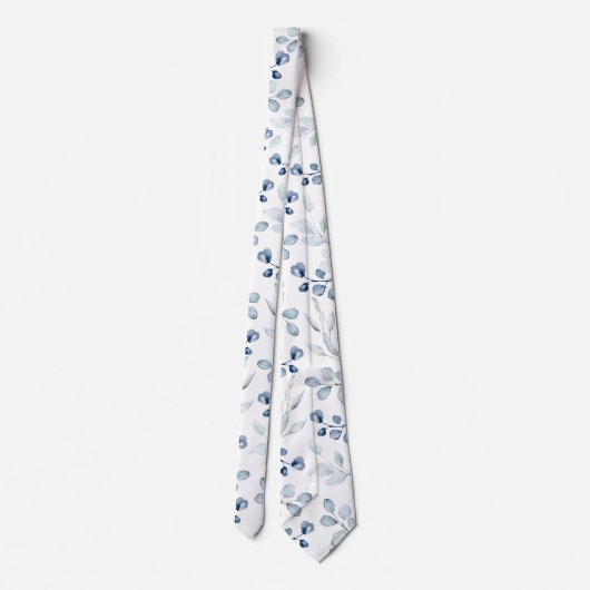 Cravate Bleu Duché Eucalyptus Vert Mariage Blanc (Dos)