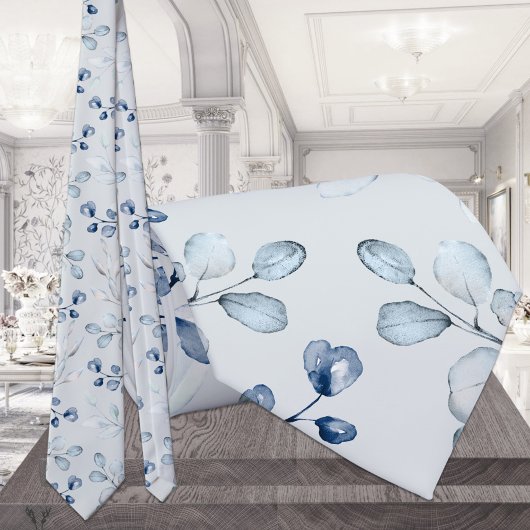 Cravate Bleu Duché Eucalyptus Vert Mariage gris clair