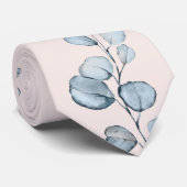 Cravate Bleu Duché Eucalyptus Vert Mariage rose pâle (Roulé)