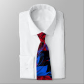Cravate Bleu Électrique Rouge Motif Abstrait (Attaché)