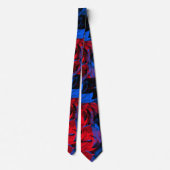 Cravate Bleu Électrique Rouge Motif Abstrait (Dos)