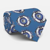 Cravate Bleu électrique Yin Yang (Roulé)