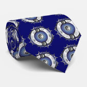 Cravate Bleu électrique Yin Yang (Roulé)