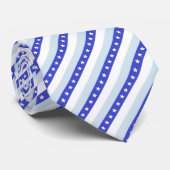 Cravate Bleu élégant, rayures bleu clair et blanc (Roulé)