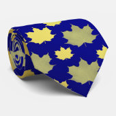 Cravate bleu, érable, feuille d'érable, brillant, or, méta (Roulé)